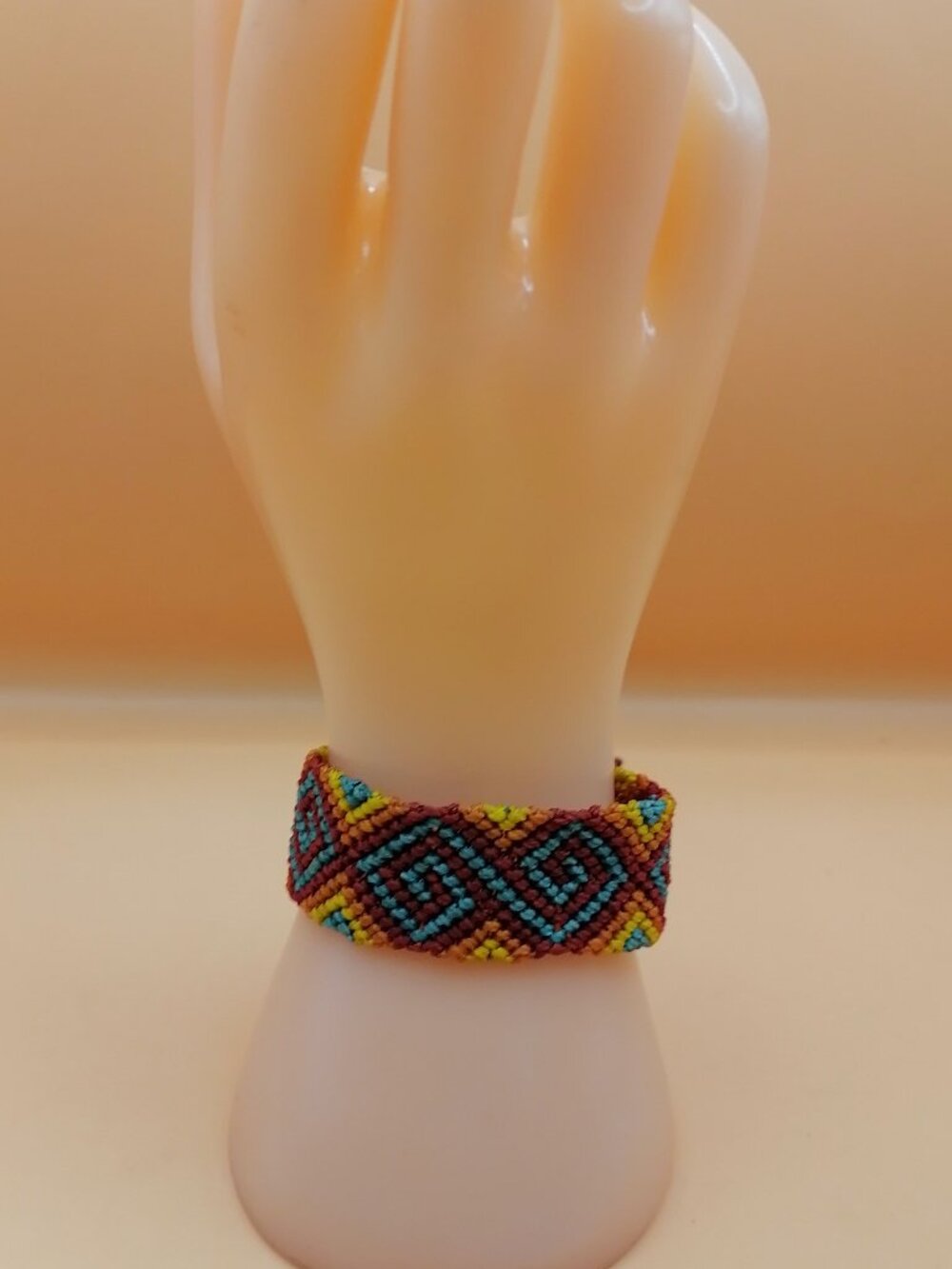 Andean Inca Macrame Bracelet Handmade Ancestral Geometric Design